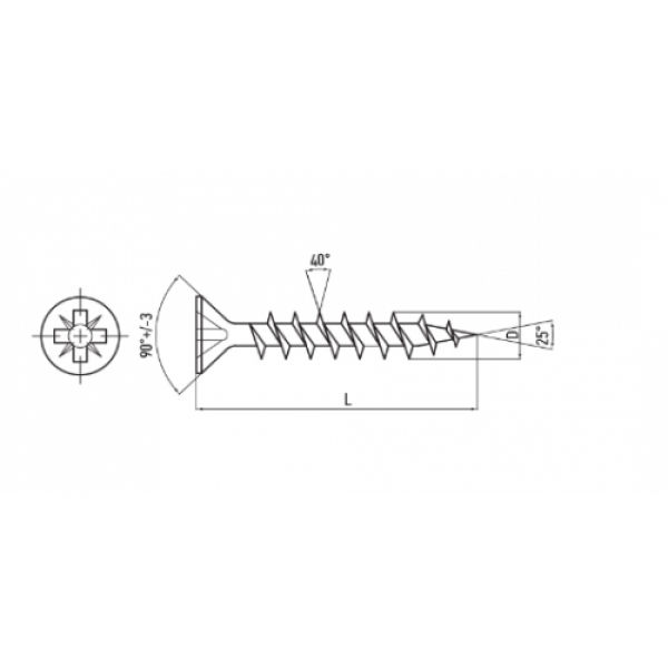 Меблеві саморізи Muller 4х30 мм оцинковані Чорні (набір 250 шт) для ДСП (SR1116)