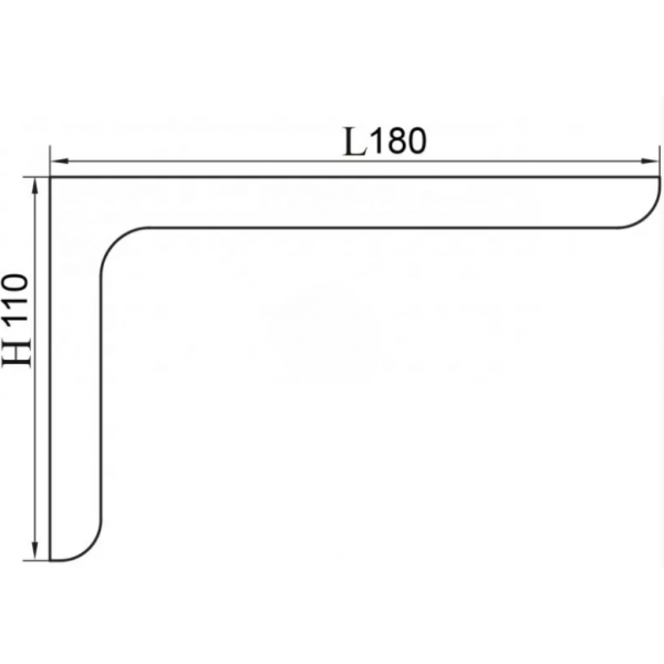 Металевий кутник з пластиковою накладкою 180x110 мм Хром (PD0637)