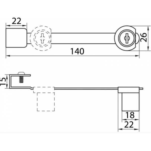 Меблевий замок Sigma 328 для розсувних скляних дверей Хром (комплект 2 ключі) (ZM0610)