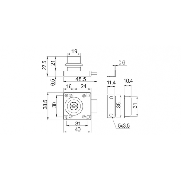 Меблевий замок GTV квадрат 138 Хром зі складним ключем (комплект 2 ключі) (ZM0607)