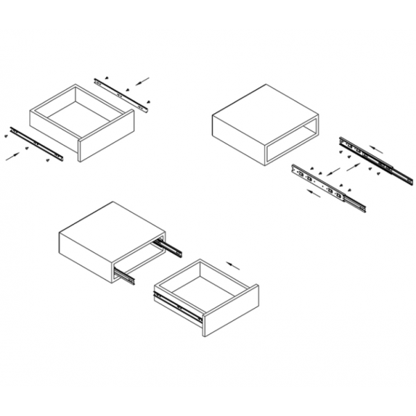 Направляюча Muller телескопічна кулькова повного висування Н-45мм L-400мм комплект 2 шт (VM0539)
