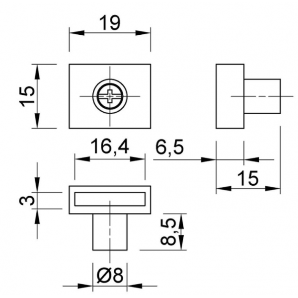 Меблевий замок центральний MÜLLER фронтальний L- 800мм Нікель (ZM0619)