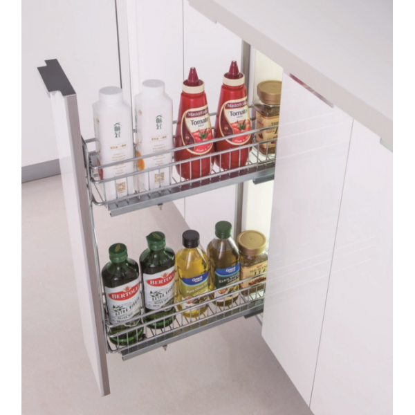 Висувний кошик Карго MÜLLER 200 мм для кухні бічне праве з доводчиком Хром (2 полиці) (SO0886)