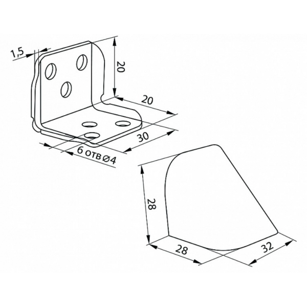 Монтажний кутник Mesan металевий із пластиковою заглушкою Білий (PD0702)