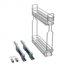 Висувний кошик Карго New Muller 150 мм для кухні бічне ліве з доводчиком Хром (2 полиці) (SO0888)