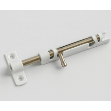 Меблевий шпингалет (засувка) ХЗШП накладний для дверей, вікон L-100мм білий (DZ1196)