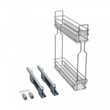 Висувний кошик Карго MÜLLER 200 мм для кухні бічне ліве з доводчиком Хром (2 полиці) (SO0887)