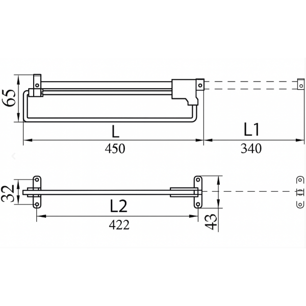 Мікроліфт висувний (вішалка) для гардеробних шаф L=450мм металевий (PV1138)