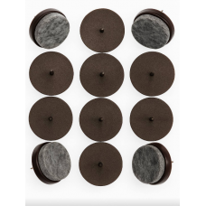 Накладки на цвях VOREL фільцеві пластик/повсть меблеві на ніжки стільців d-24мм (набір 12 шт) (AF1019)