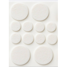 Фетрова самоклеюча накладка повстяна VOREL круглий d-38мм d-20мм меблевий Білий (12шт/лист) (AF1041)
