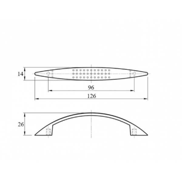 Ручка (скоба) меблева Fenix Modern С-96 мм L-126 мм чорна (MR0390)