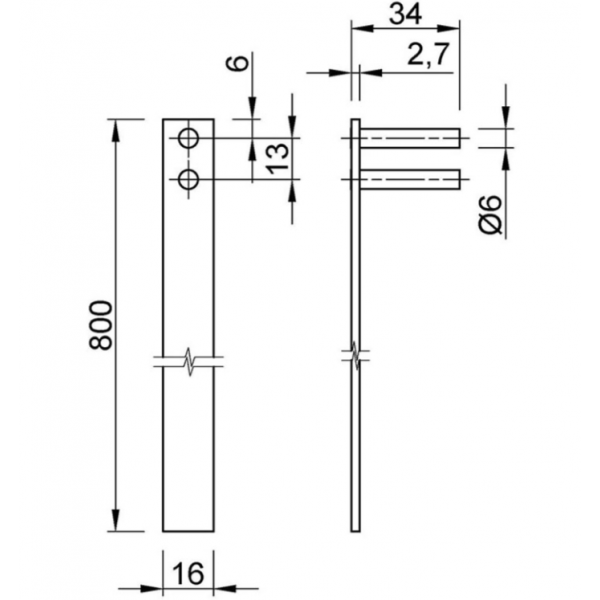 Меблевий замок центральний MÜLLER фронтальний L- 800мм Нікель (ZM0619)