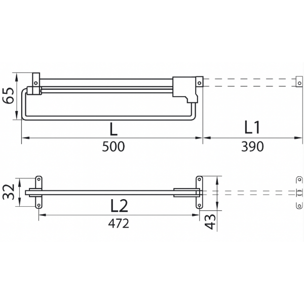 Мікроліфт висувний (вішалка) для гардеробних шаф L=500мм металевий (PV1139)