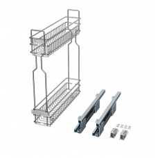 Висувний кошик Карго MÜLLER 200 мм для кухні бічне праве з доводчиком Хром (2 полиці) (SO0886)